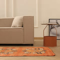 Vintage Sivas Turkish Runner Rug 2x11 ft — Orange & Brown Geometric