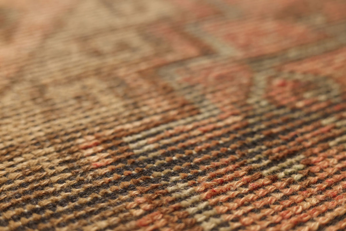 Vintage Malatya Turkish Runner Rug 3x10 ft — Orange & Brown Geometric