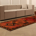 Vintage Malatya Turkish Runner Rug 3x11 ft — Red & Orange Geometric