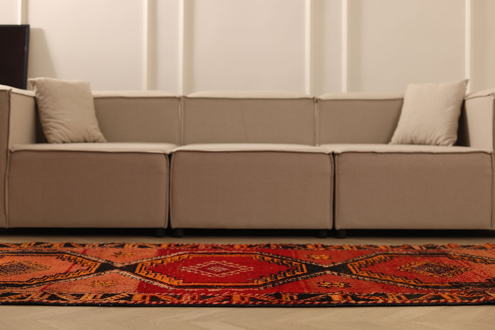 Vintage Malatya Turkish Runner Rug 3x11 ft — Red & Orange Geometric