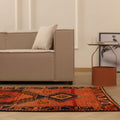Vintage Malatya Turkish Runner Rug 3x11 ft — Red & Orange Geometric