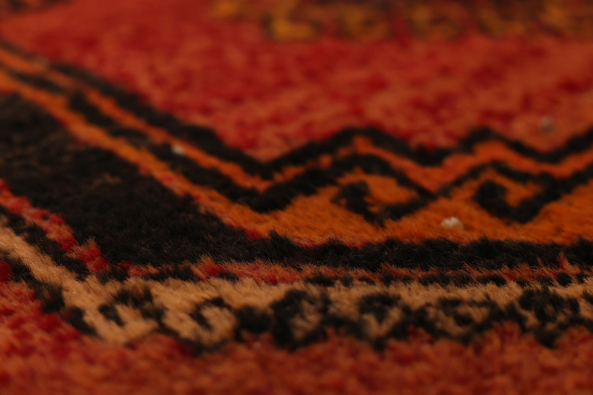 Vintage Malatya Turkish Runner Rug 3x11 ft — Red & Orange Geometric