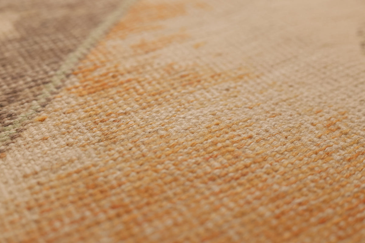 Vintage Malatya Turkish Runner Rug 2x11 ft — Beige & Orange Distressed