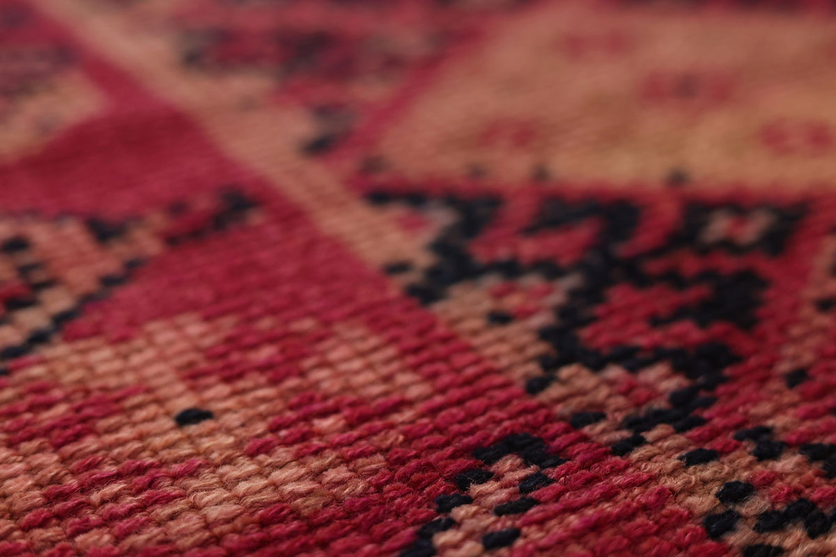 Vintage Southeastern Persian Style Runner Rug 3x12 ft — Red & Beige Geometric