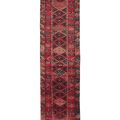 Vintage Southeastern Persian Style Runner Rug 3x12 ft — Red & Beige Geometric