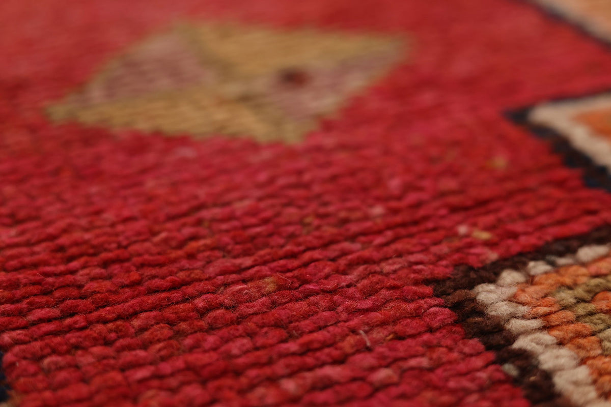 Vintage Southeastern Persian Style Runner Rug 3x11 ft — Red & Orange Geometric