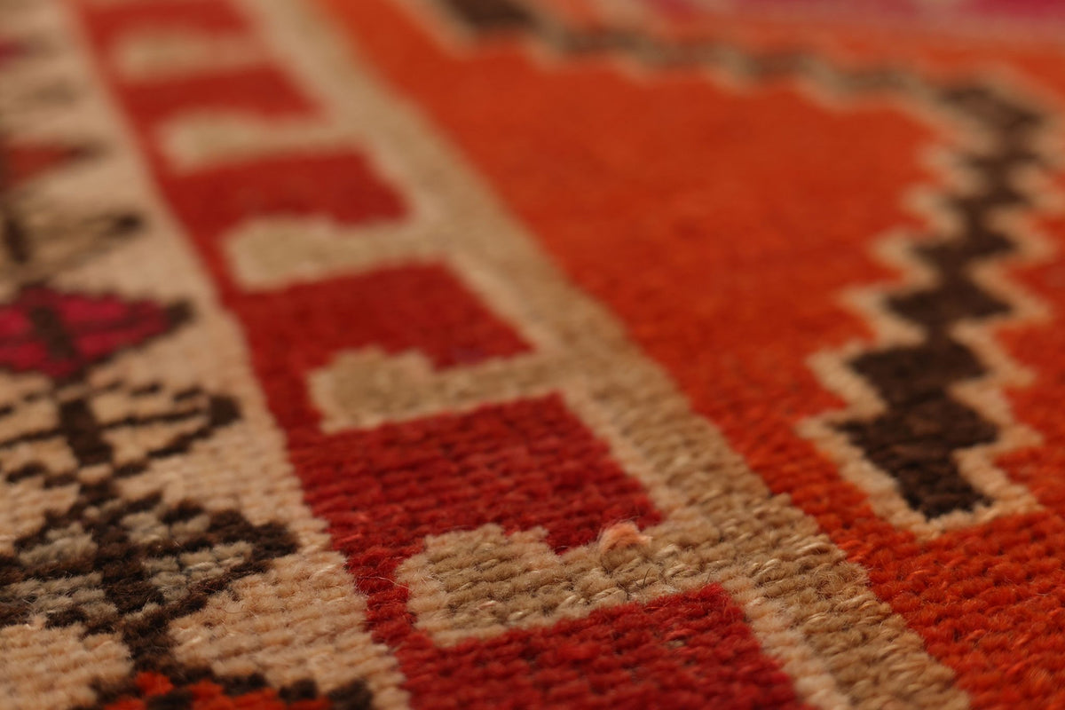 Vintage Southeastern Persian Style Runner Rug 3x13 ft — Red & Beige Geometric