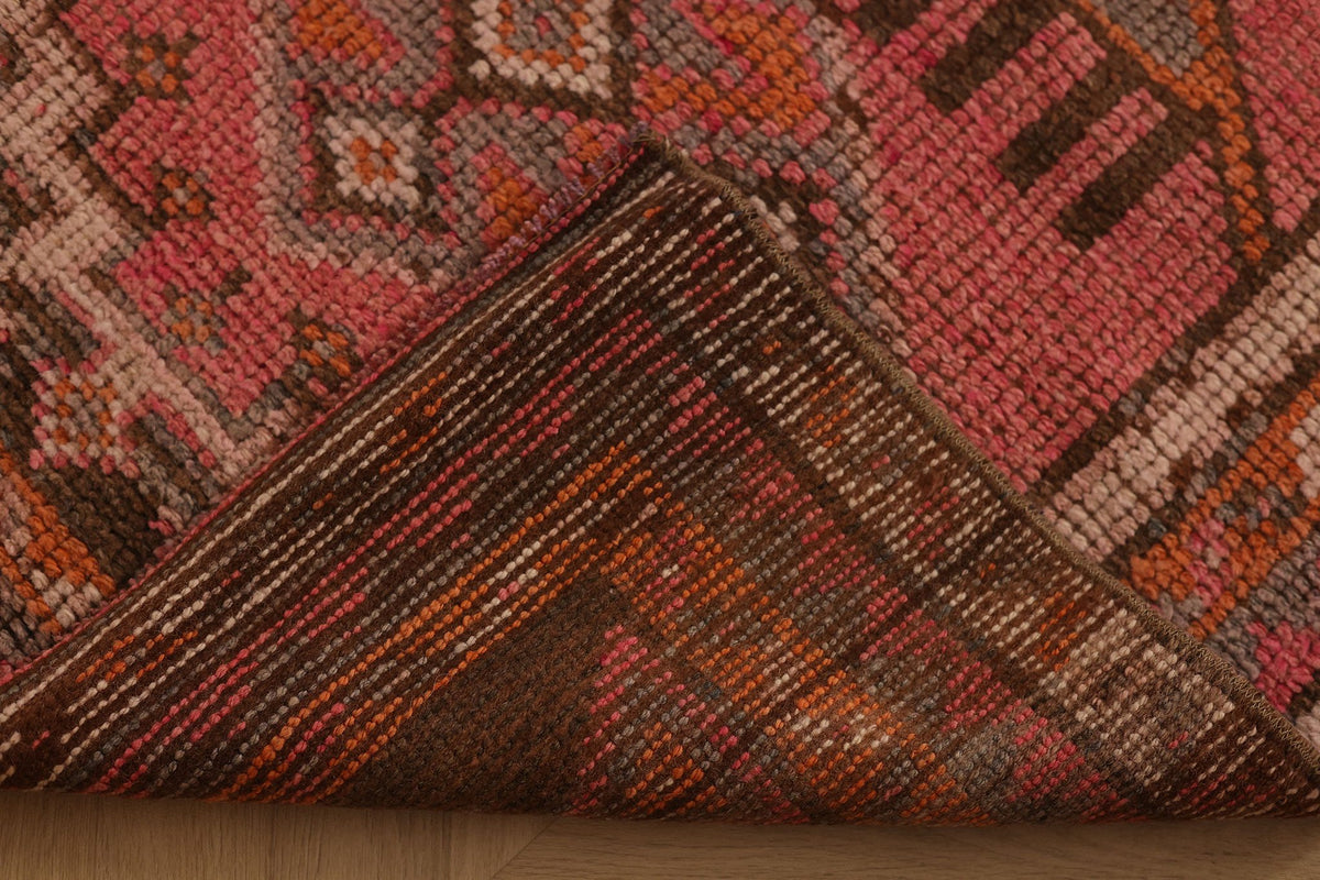 Vintage Southeastern Persian Style Runner Rug 3x13 ft — Red & Orange Geometric