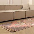 Vintage Niğde Turkish Runner Rug 3x9 ft — Pink & Gray Geometric
