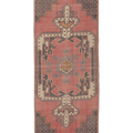 Vintage Niğde Turkish Runner Rug 3x9 ft — Pink & Gray Geometric