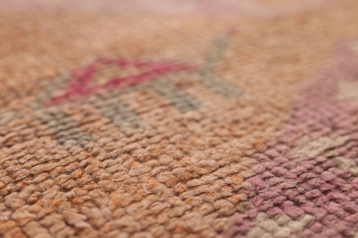 Vintage Southeastern Persian Style Runner Rug 3x11 ft — Orange & Pink Geometric