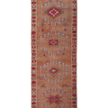 Vintage Southeastern Persian Style Runner Rug 3x11 ft — Orange & Pink Geometric