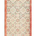 Hand-woven vintage Isparta runner rug in white and red with floral maximalist patterns, 2x12 ft wool and cotton blend.