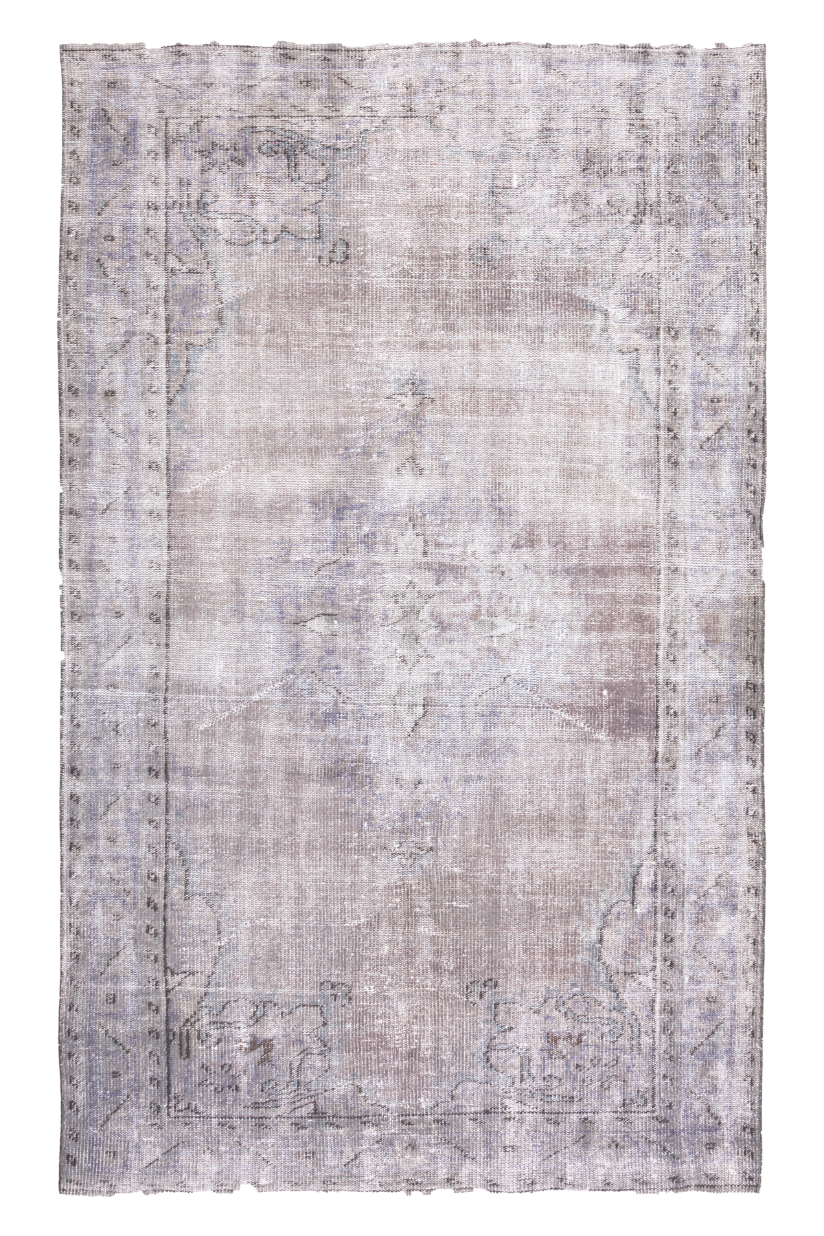 Vintage Manisa Turkish Area Rug 4x8 ft — Gray Distressed (No. 43815)