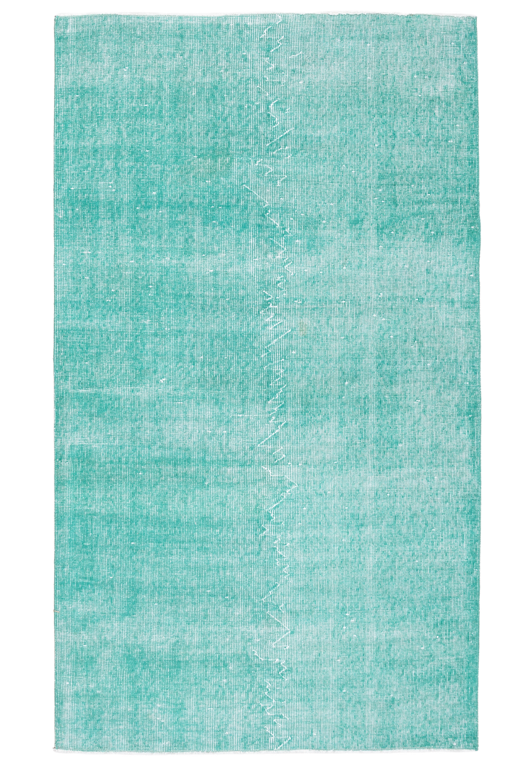 Vintage Isparta Turkish Area Rug 3x6 ft — Green Overdyed