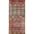 Vintage Niğde Turkish Runner Rug 3x9 ft — Red & Orange Geometric