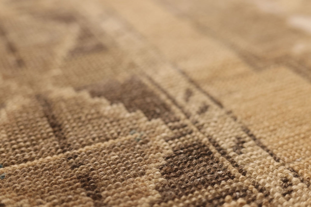 Vintage Malatya Turkish Runner Rug 3x10 ft — Beige & Brown Geometric