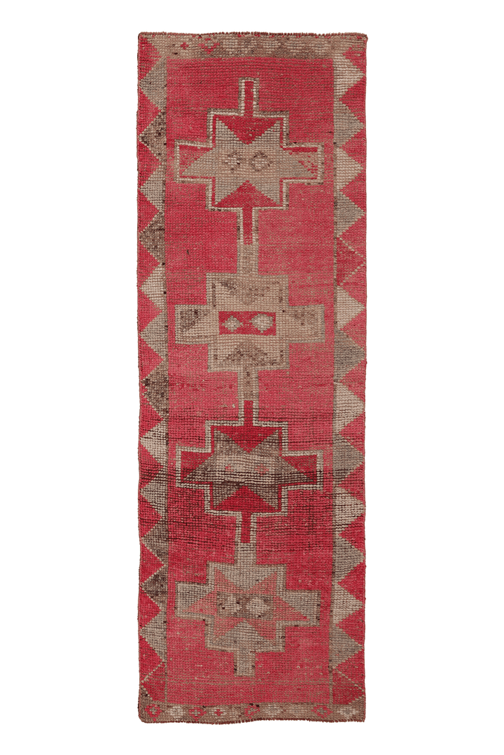 Vintage Southeastern Persian Style Runner Rug 3x8 ft — Red & Brown Southwestern