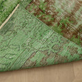 Vintage Isparta Turkish Runner Rug 2x6 ft — Green & Brown Overdyed