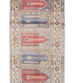Vintage Kayseri Turkish Area Rug 4x9 ft — Red & Blue Floral