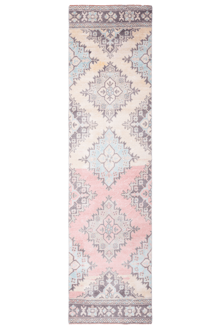 Vintage Konya Turkish Runner Rug ft — Pink Floral