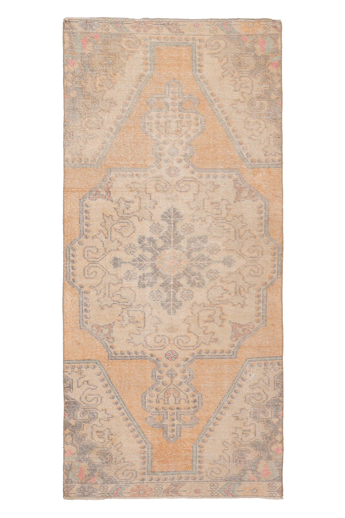 Vintage Nevşehir Turkish Runner Rug 3x7 ft — Orange & Beige maximalist