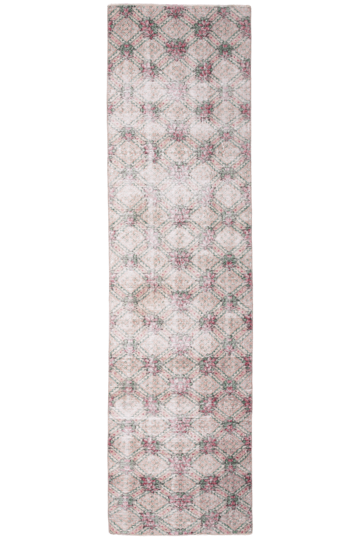 Vintage Isparta Turkish Runner Rug ft — Beige Floral