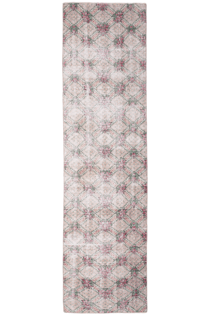 Vintage Isparta Turkish Runner Rug ft — Beige Floral