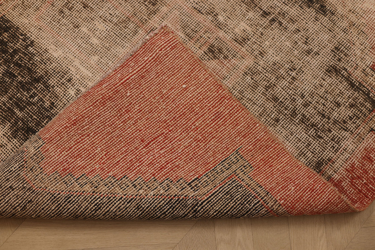 Vintage Malatya Turkish Runner Rug 3x10 ft — Red & Gray Distressed