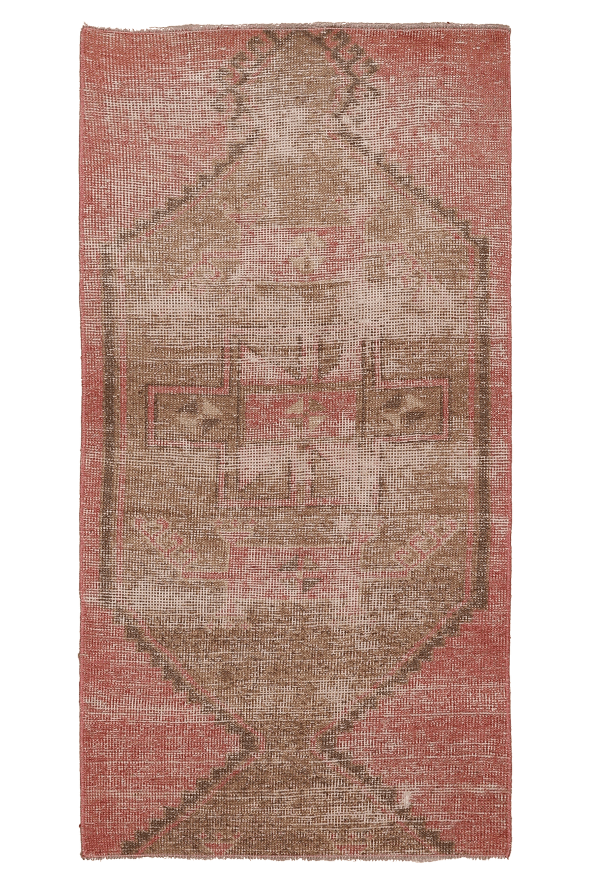 Vintage Malatya Turkish Runner Rug 2x4 ft — Red & Beige Distressed