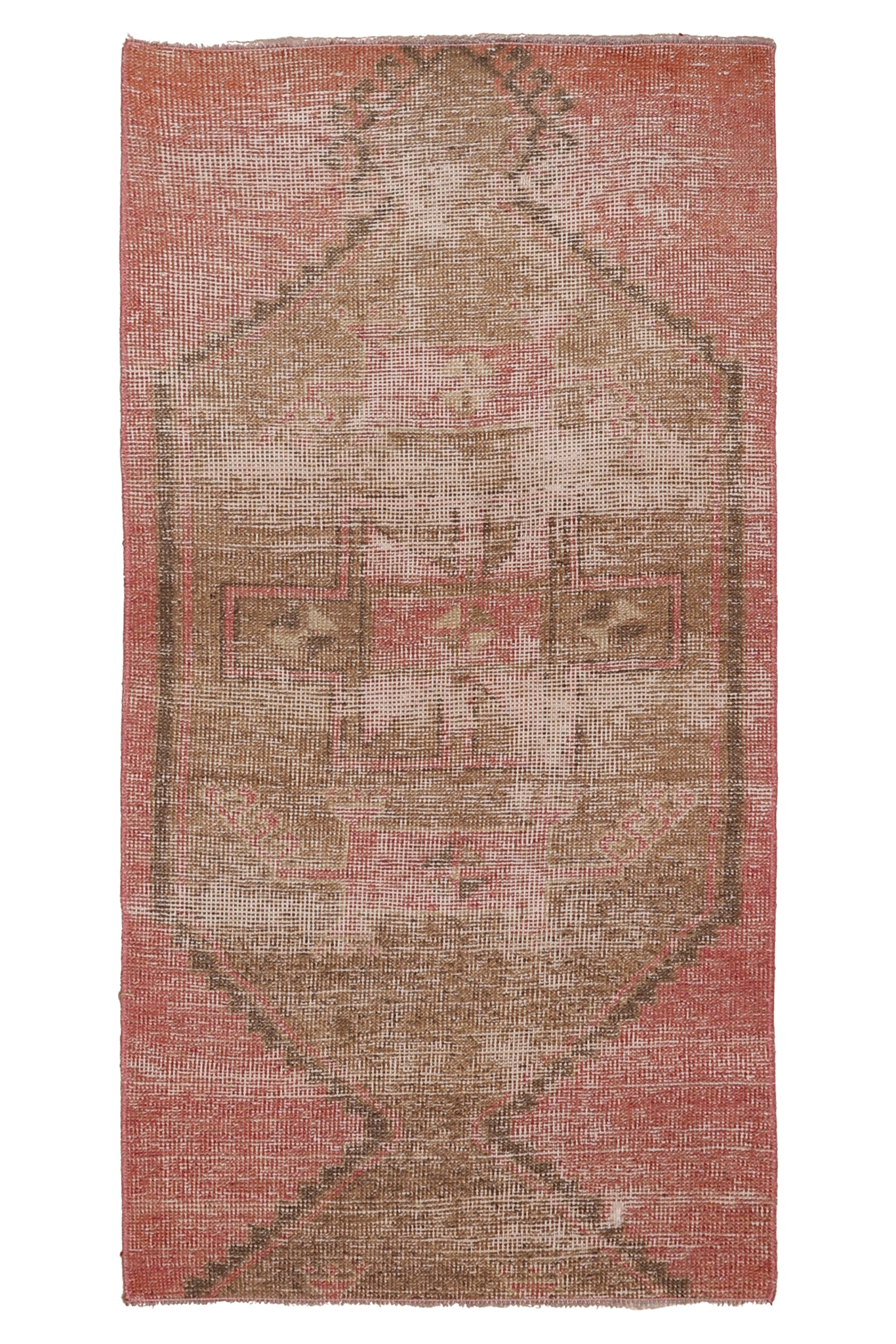 Vintage Malatya Turkish Runner Rug 2x4 ft — Red & Beige Distressed