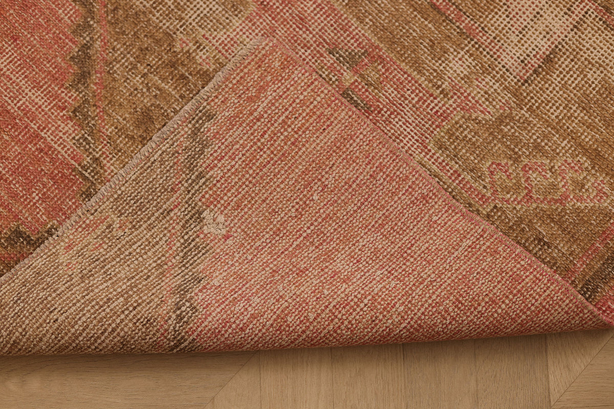 Vintage Malatya Turkish Runner Rug 2x4 ft — Red & Beige Distressed