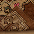 Vintage Kars Turkish Area Rug 2x5 ft — Brown & Beige Floral
