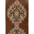 Vintage Kars Turkish Area Rug 2x5 ft — Brown & Beige Floral