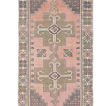 Vintage Niğde Turkish Area Rug 4x9 ft — Pink & Orange Geometric