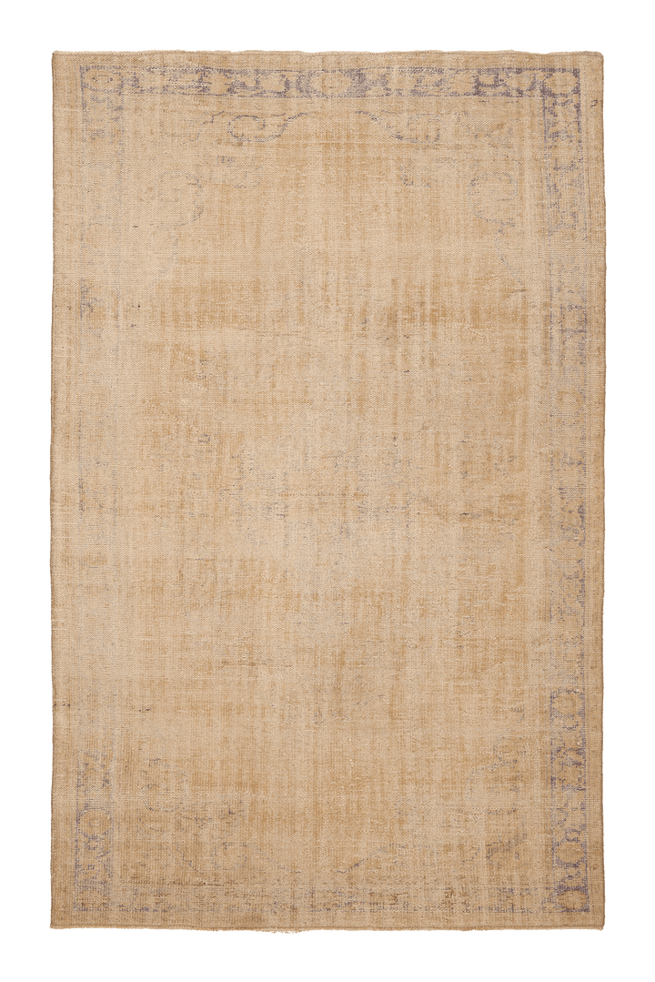 Vintage Manisa Turkish Area Rug 6x8 ft — Beige & Brown Floral