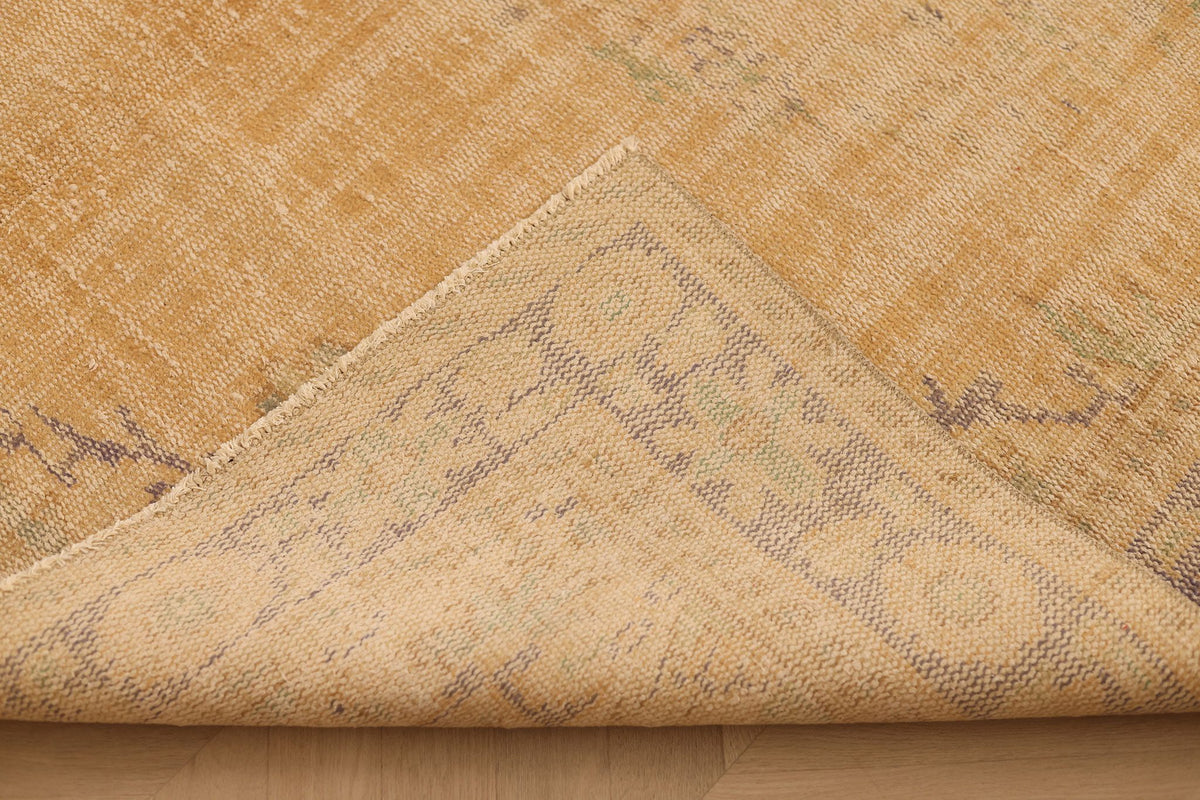 Vintage Manisa Turkish Area Rug 6x9 ft — Beige & Brown Floral