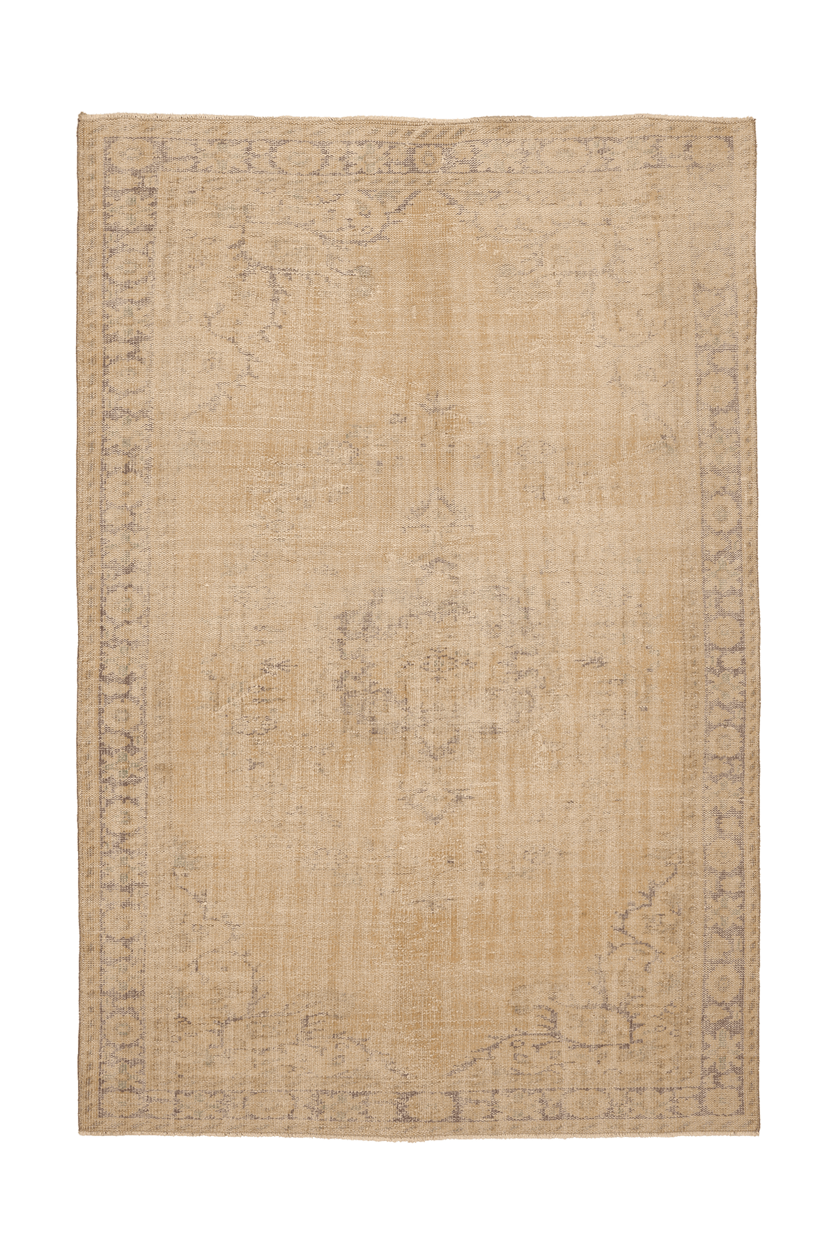 Vintage Manisa Turkish Area Rug 6x9 ft — Beige & Brown Floral