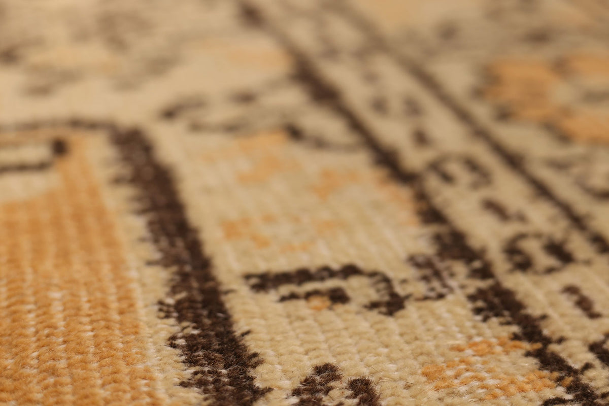 Vintage Manisa Turkish Area Rug 5x9 ft — Orange & Beige Floral