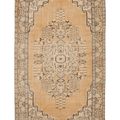 Vintage Manisa Turkish Area Rug 5x9 ft — Orange & Beige Floral