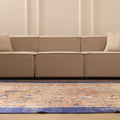 Vintage Isparta Turkish Area Rug 6x9 ft — Orange & Blue Floral