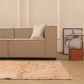 Vintage Manisa Turkish Area Rug 5x9 ft — Orange & Beige Floral