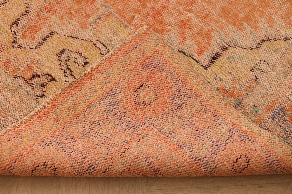 Vintage Manisa Turkish Area Rug 5x9 ft — Orange & Beige Floral