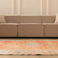 Vintage Manisa Turkish Area Rug 6x9 ft — Orange & Blue Floral