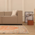 Vintage Manisa Turkish Area Rug 6x9 ft — Orange & Blue Floral