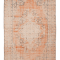 Vintage Manisa Turkish Area Rug 6x9 ft — Orange & Beige Floral