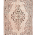 Vintage Manisa Turkish Area Rug 4x8 ft — White & Orange Medallion