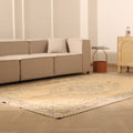 Vintage Manisa Turkish Area Rug 6x9 ft — Beige & Brown Floral