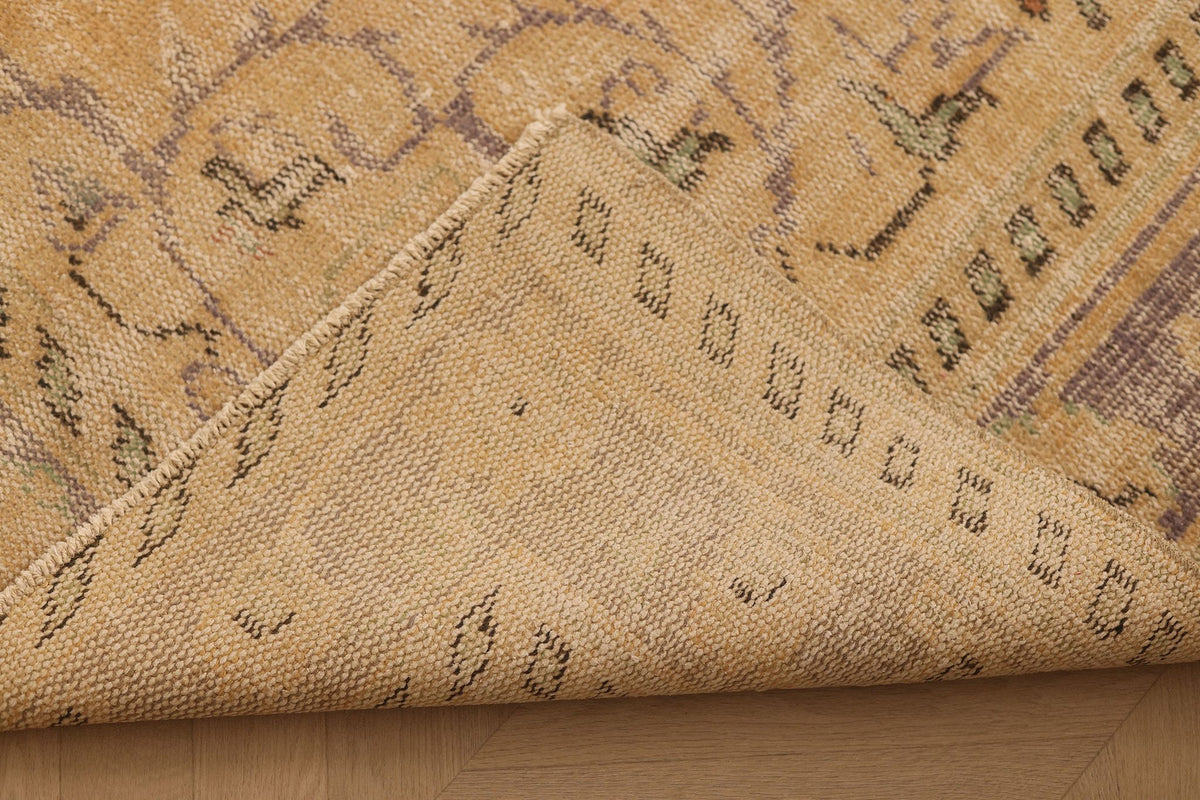 Vintage Manisa Turkish Area Rug 6x9 ft — Beige & Brown Floral