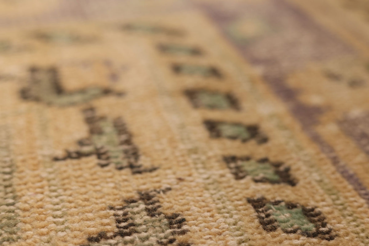 Vintage Manisa Turkish Area Rug 6x9 ft — Beige & Brown Floral